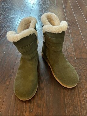 Koolaburra by UGG Delene Faux Fur Short Boots Olive Green Women's Size 8